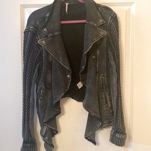 Free People Black Sweater Jacket size Large